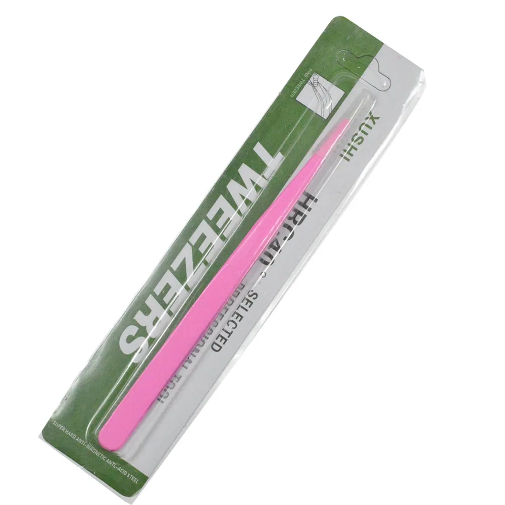 Прямые + изогнутые пинцеты для бровей нейл-арта розовые щипчики пикера стразы