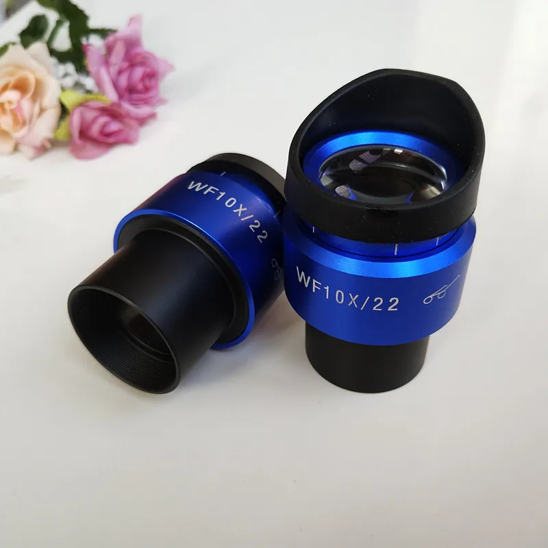 WF10X 22 мм синий корпус зум регулируемый высокий Eyepoint стереоскопический стерео микроскоп окуляр объектив 30 мм с резиновой защитные очки - Цвет: quantity 2pcs