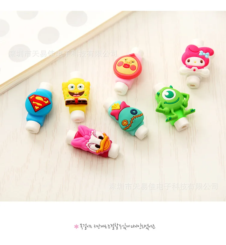 10pcs cartoon figure USB Data Cable Line Protector Anti Breaking Protective Sleeve For Charging Earphone | Электроника