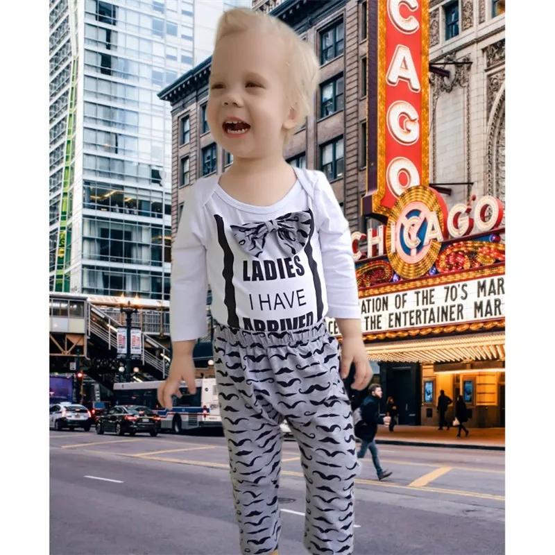 Набор одежды для новорожденных Baby Boys набор одежды 3шт. Галстук-бабочка Одежда для новорожденных 0-18 месяцев Усы с милым длинным рукавом Набор для младенцев ajax комплект для новорожденного осень одежда д