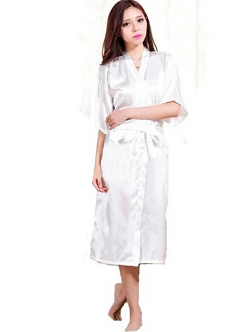 

Plus Size S-XXL 2016 Rayon Longue Bathrobe Womens Kimono Satin Long Robe Sexy Lingerie Hot Nightgown Sleepwear with Belt