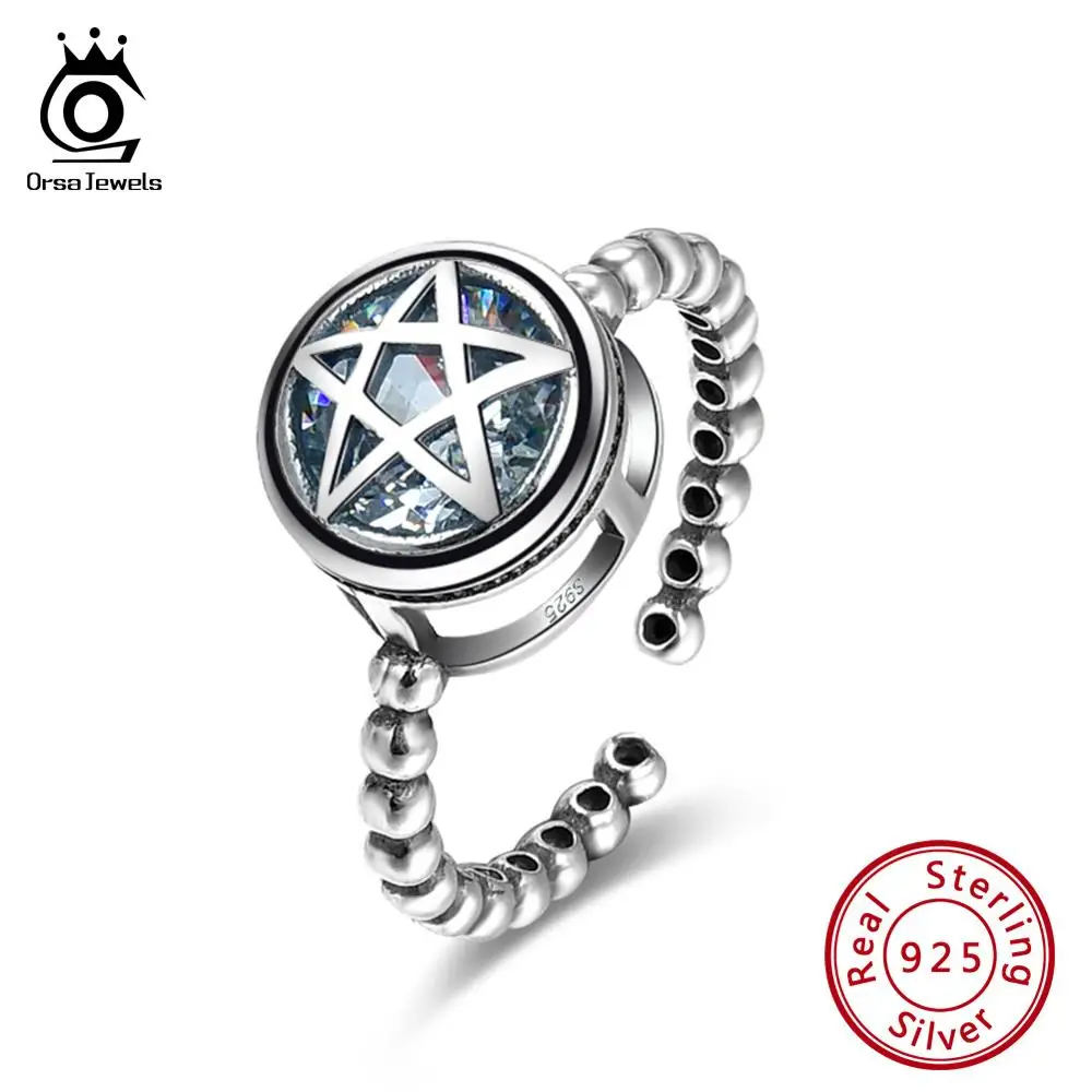 ORSA JEWELS, Настоящее, 925, женские регулируемые кольца, Стерлинговое Серебро, кубический цирконий, в форме звезды, женское кольцо, стильные ювелирные изделия SR125