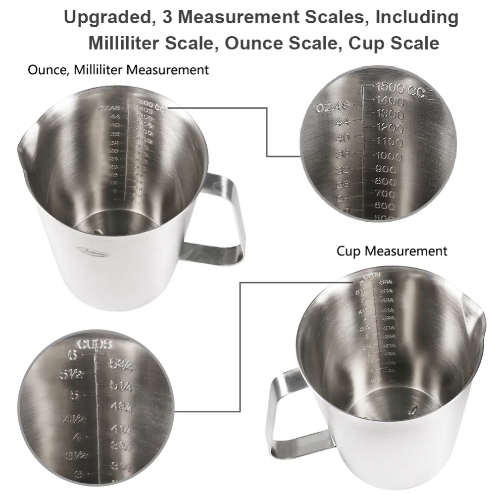 Newness Stainless Steel Measuring Cup with Marking Handle 48 Ounces (1.5 Liter 6 Cup) | Дом и сад