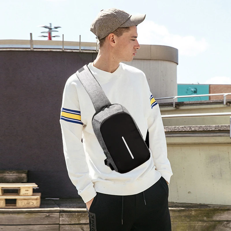 Мужская Дорожная сумка-слинг с USB-зарядкой и плечевым ремнём | Багаж сумки