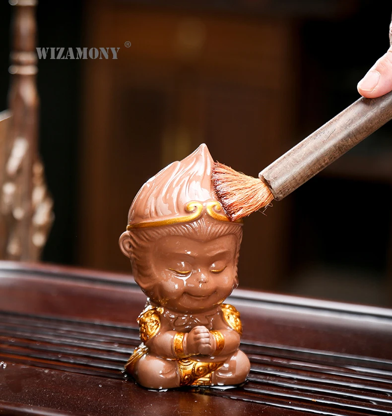 WIZAMONY Китайский Фиолетовый Глиняный чайный набор кунг-фу чай для домашних животных Обезьяна Король дисплей Автомобильный Чай Аксессуары для Пуэр Улун чай домашний декор