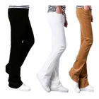 Брюки-клеш мужские вельветовые, штаны с вырезами, брюки с колокольчиком, черные, белые, красные, хаки, фиолетовые, весна-осень