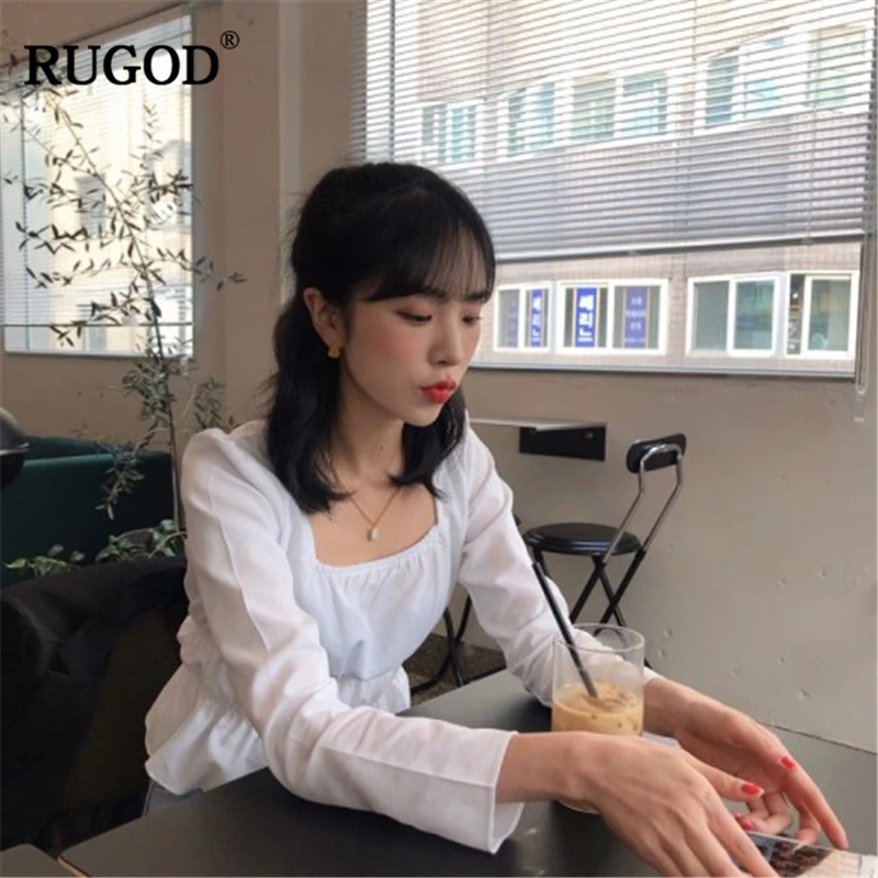 Рубашка RUGOD Женская облегающая эластичная с квадратным воротником и длинными