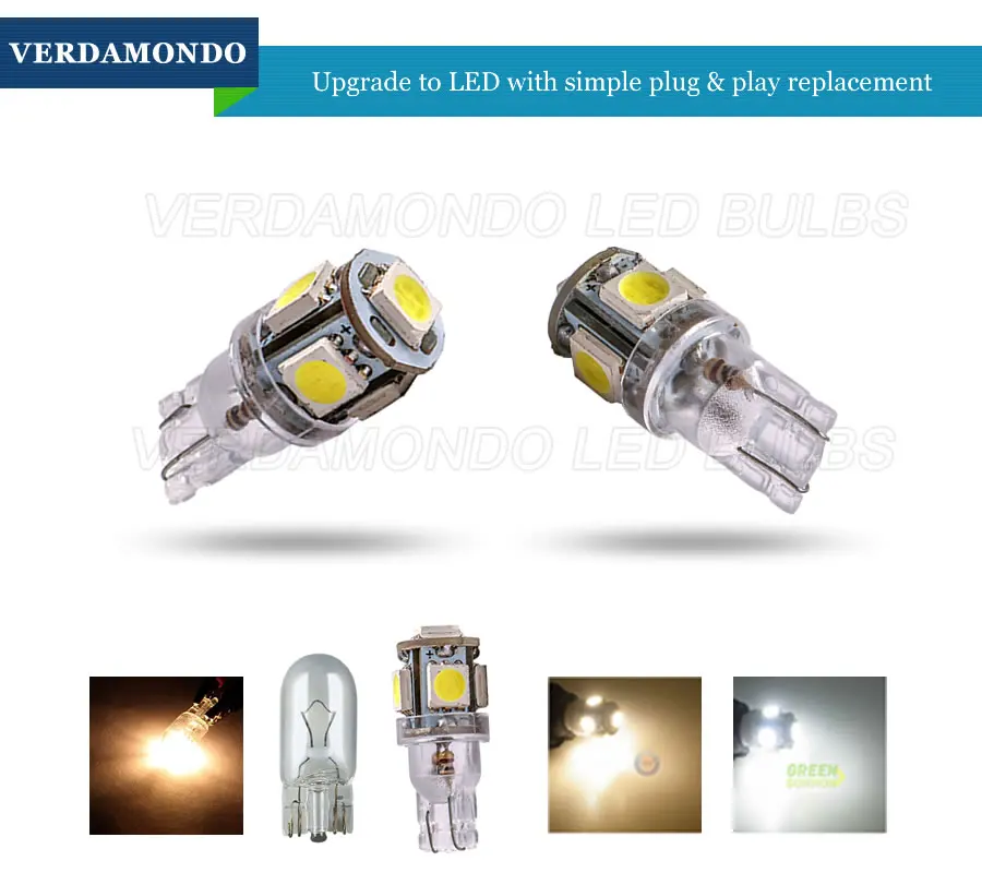 6x T10 W5W 194 168 светодиодные лампы 5 SMD 5050 Светодиодный чайник купол интерьерный