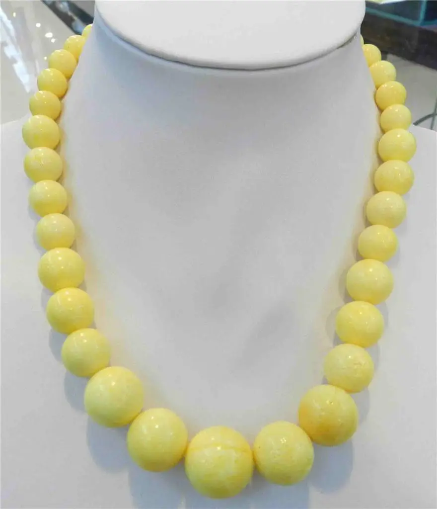 FREE SHIPPING&gt&gt&gt@@ 8-18mm Yellow Sea Coral Round Beads Necklace 18.5&quot Magnet clasp | Украшения и аксессуары