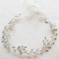 wedding headband for brides handmade opal crystal vines bridal wedding hair jewelry