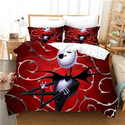 9 3D print Bedding set Halloween Cartoon Skull Nightmare Before Christmas friends' gift Duvet cover set Home Textiles - Цвет: 9