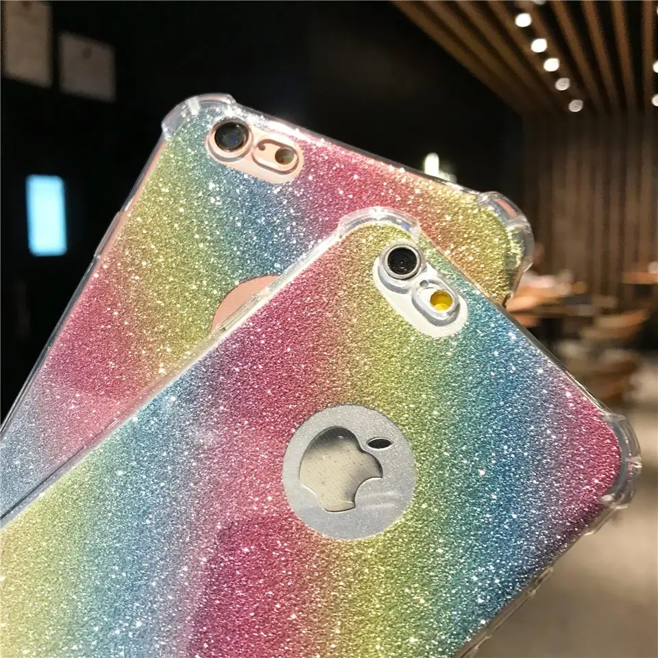 Glitter Shining AntiKnock Rainbow Protective For iPhone 7 Plus SE 6S 8 X XR XS MAX Huawei Honor 8X Mate 20 10 Lite P20 P10 Cover |