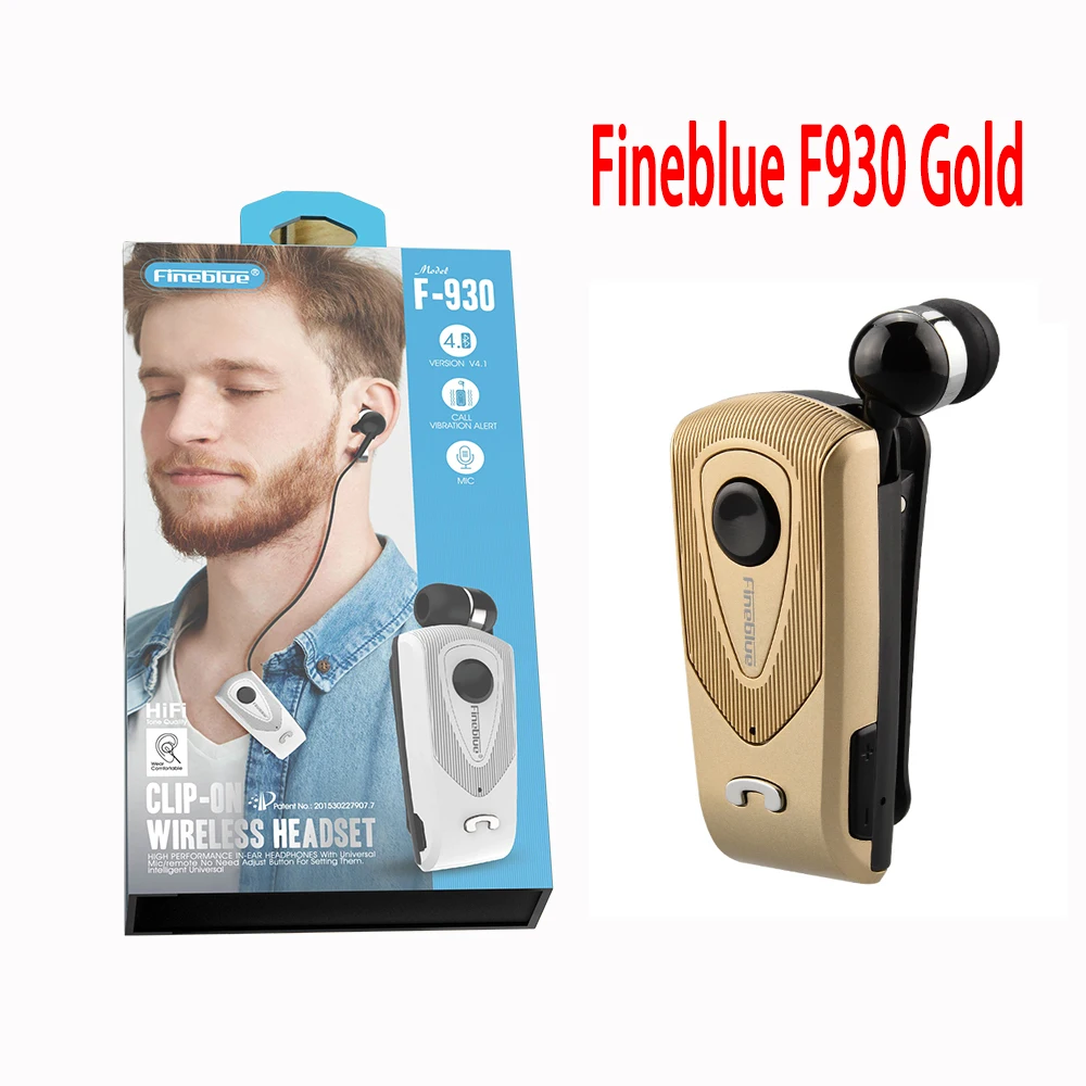 Fineblue F930 Беспроводная деловая bluetooth-гарнитура Freedom с четкостью вызова музыка без привязки Смарт один таг два Bluetooth наушники - Цвет: Gold with box