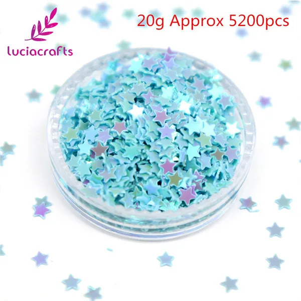 Lucia crafts 20 г/лот 3 мм/4 мм звезда хлопья Радужная чашка блесток для дома/шитья/свадебные конфетти украшения D0108 - Цвет: Blue 20g 3mm