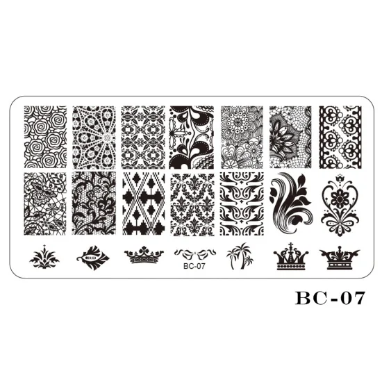 BC07 STZ 1 шт. пластина для стемпинга для нейл-арта шаблон кружева цветок лист Бабочка трафареты печать для ногтей Полировка плесень маникюрные инструменты BC01-20 - Цвет: BC07