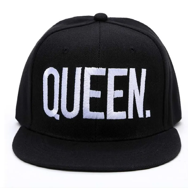 

letter embroidery KING. QUEEN. hip hop cap black flat brim dance cap women men couple k pop bone lovers hats