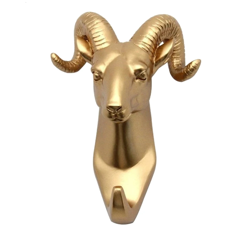 Goat Смола, животное, лошадь, носорог, жираф, коза, слон, олень, крючок, вешалка, держатель, настенное крепление, Декор для дома, комнаты, золото - Цвет: Goat