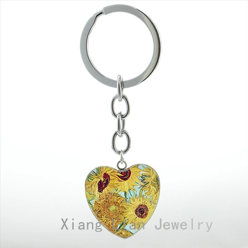 Известного художника Винсента Ван Гога Подсолнухи Картина кулон-сердце брелок