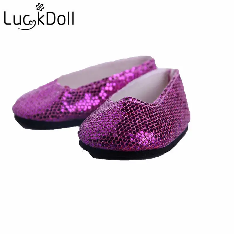 LUCKDOLL чистый цвет блестящая обувь подходит 18 дюймов американский и 43 см детская