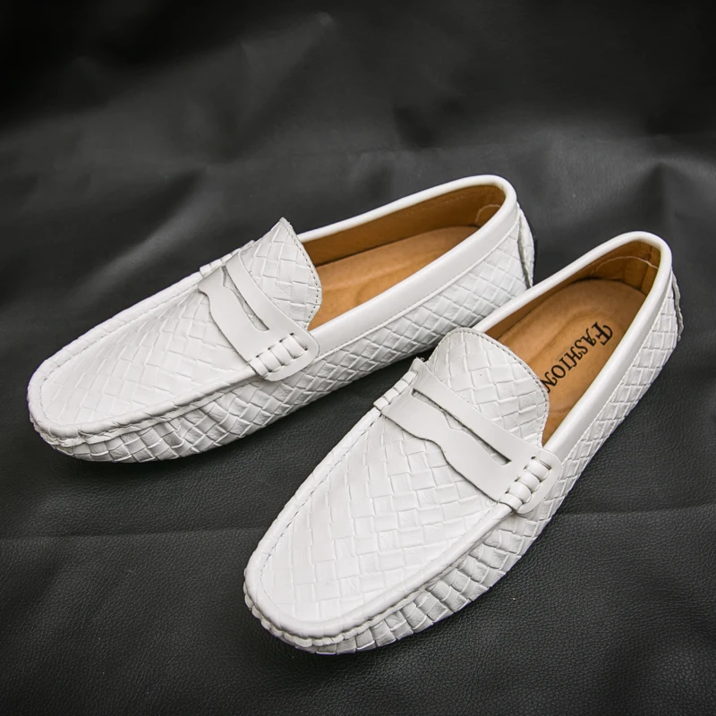 Мужские лоферы Кожаная обувь Повседневная на плоской подошве без шнуровки