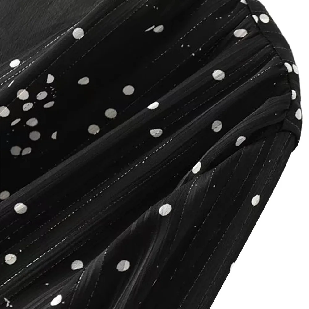 Новая модная женская блузка с v-образным вырезом в горошек черная расклешенными