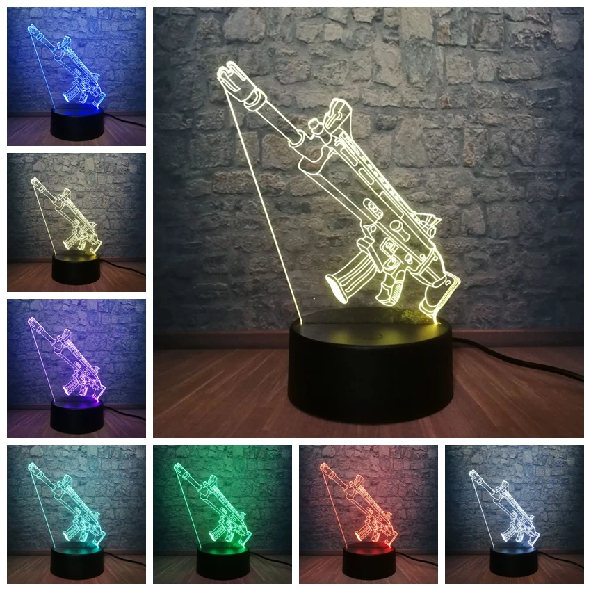 Новый 3D лампа остынет Королевская битва игра PUBG TPS SCAR L 7 цветов изменить Стол