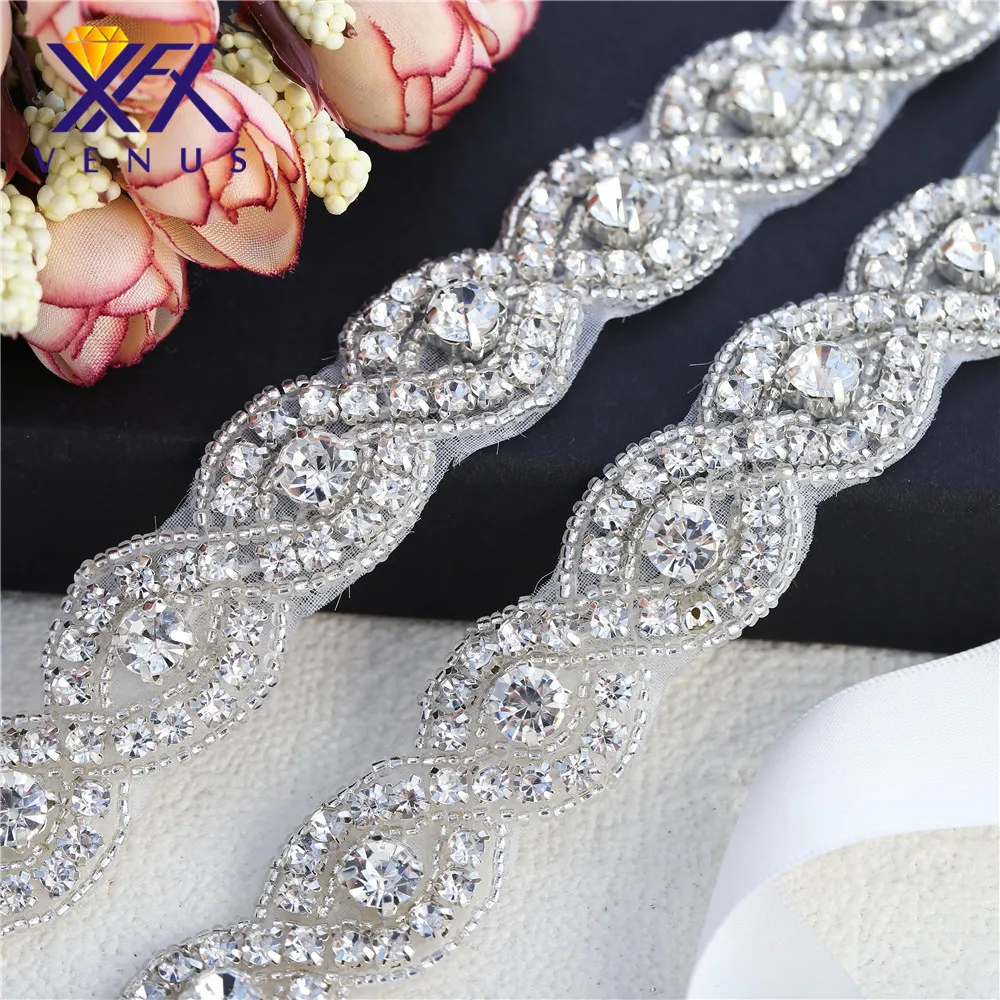 XINFANGXIU 1 ярд фабрики diamante стразами кристалл обрезки горный хрусталь аппликация ремни для платье Талия Ремни Свадебные Подвязки