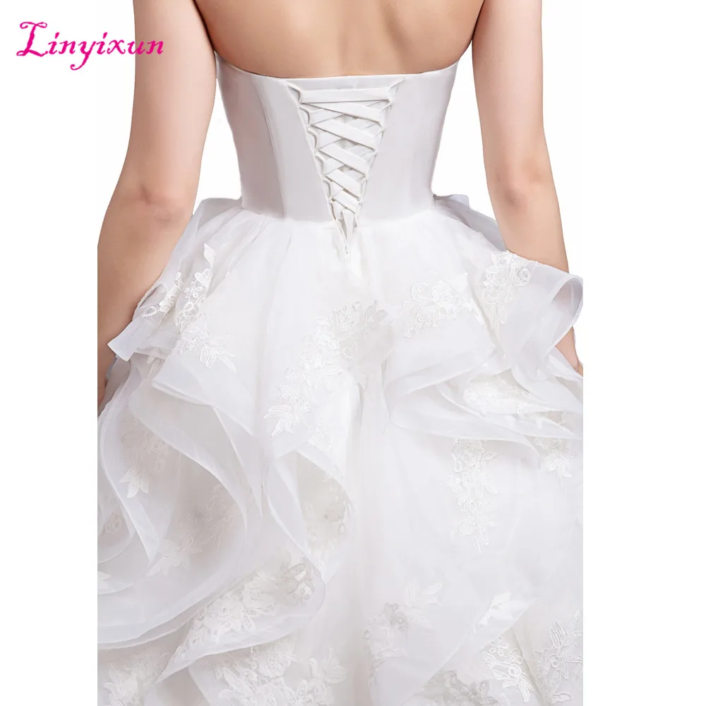 Linyixun настоящая фотография халат De Mariage на шнуровке Принцесса бальное платье