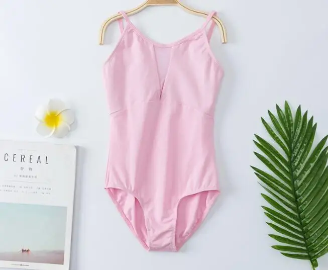 Pink V Mesh Девушки бретельки камзол трико для балета и танцев гимнастический активный танк облегающий гимнастический костюм Рыжий розовый - Цвет: Pink V Mesh