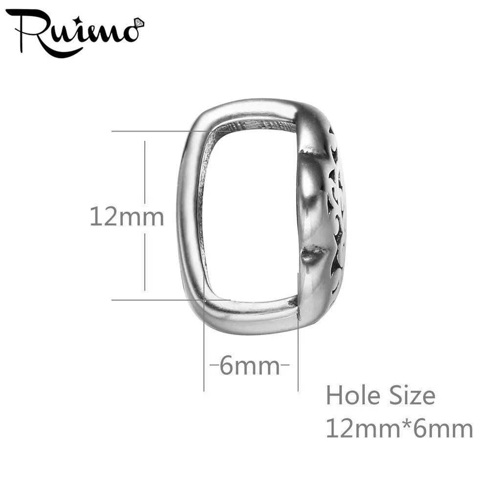 Мужской браслет RUIMO в стиле панк с большим квадратным отверстием из нержавеющей