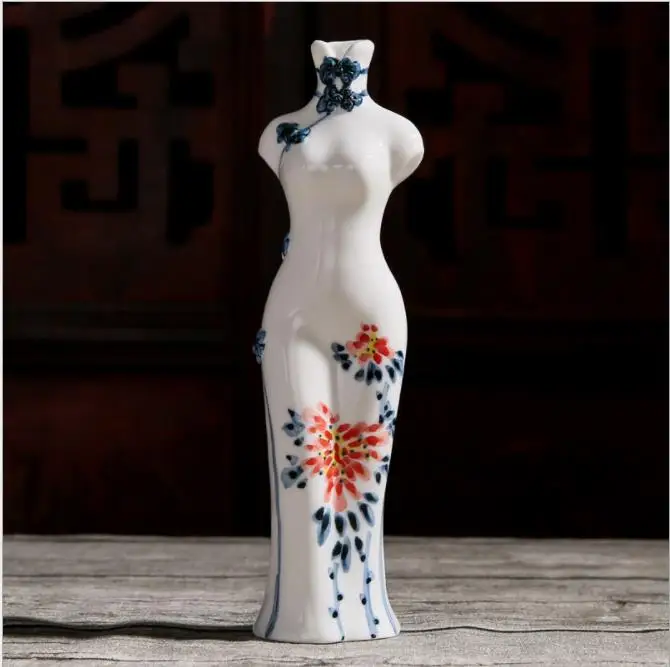 10 видов цветов винтажная керамическая ваза Cheongsam Ретро Настольная Ваза для