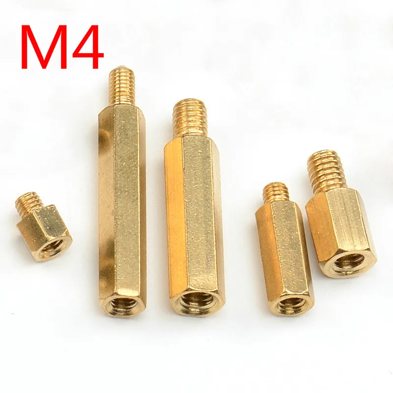 20 шт. M4 * 6/7/8/10/12/15/18/20 + 6 мм Шестигранная головка латунные шаговые винты Резьбовая