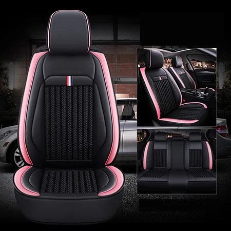 Black pink Standard Передний+ задний) ice silk 5 чехлы для сидений авто для volkswagen все модели vw polo passat b6 b7 b8 golf 5 6 7 touran tiguan jetta автомобиль - Название цвета: Black pink Standard