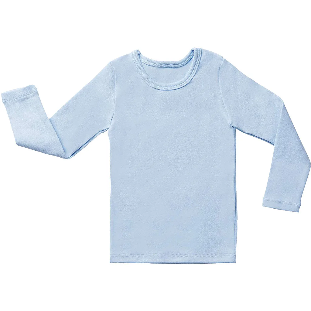 Комплекты одежды для маленьких мальчиков и девочек однотонные топы с длинными