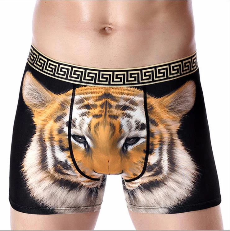 Tiger Боксеры с рисунками из мультфильмов, сексуальное мужское нижнее белье, тигровые трусы-боксеры из Ice Silk, шорты для мужчин, Cueca, боксеры, трусы, мужские боксеры, нижнее белье, трусы YH17 - Цвет: Tiger