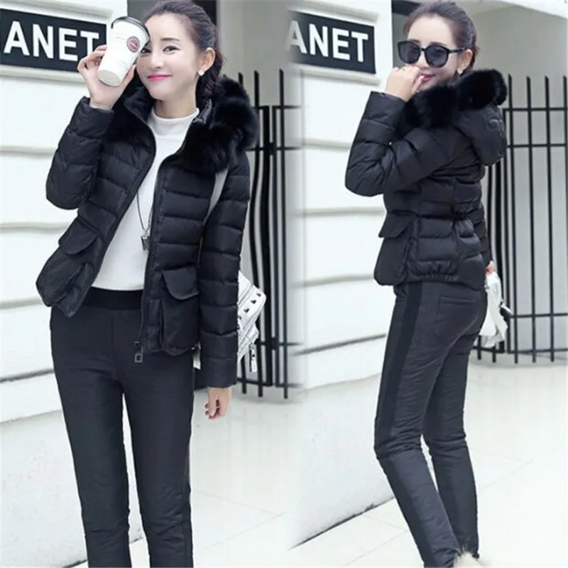 Осенне зимние новые женские комплекты пуховая хлопковая стеганая куртка большой