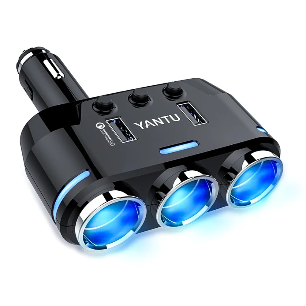SOONHUA QC3.0 Адаптер зарядного устройства с двойным USB с Напряжение Дисплей 12 V-24 V розетка для автомобильного прикуривателя Разветвитель для телефона MP3 планшет