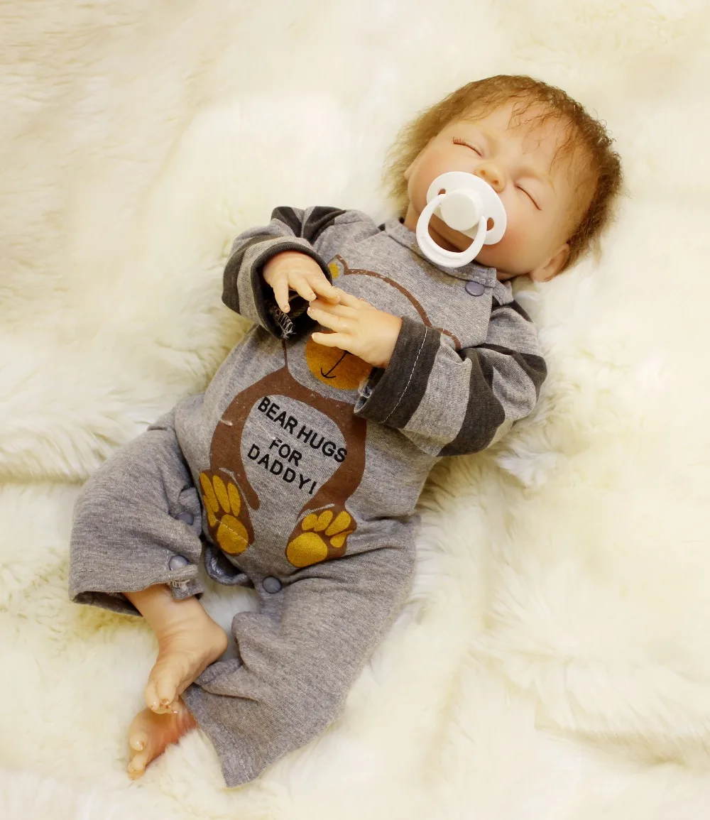 Кукла новорожденная силиконовая мягкая игрушка 18 дюймов с тканевым телом