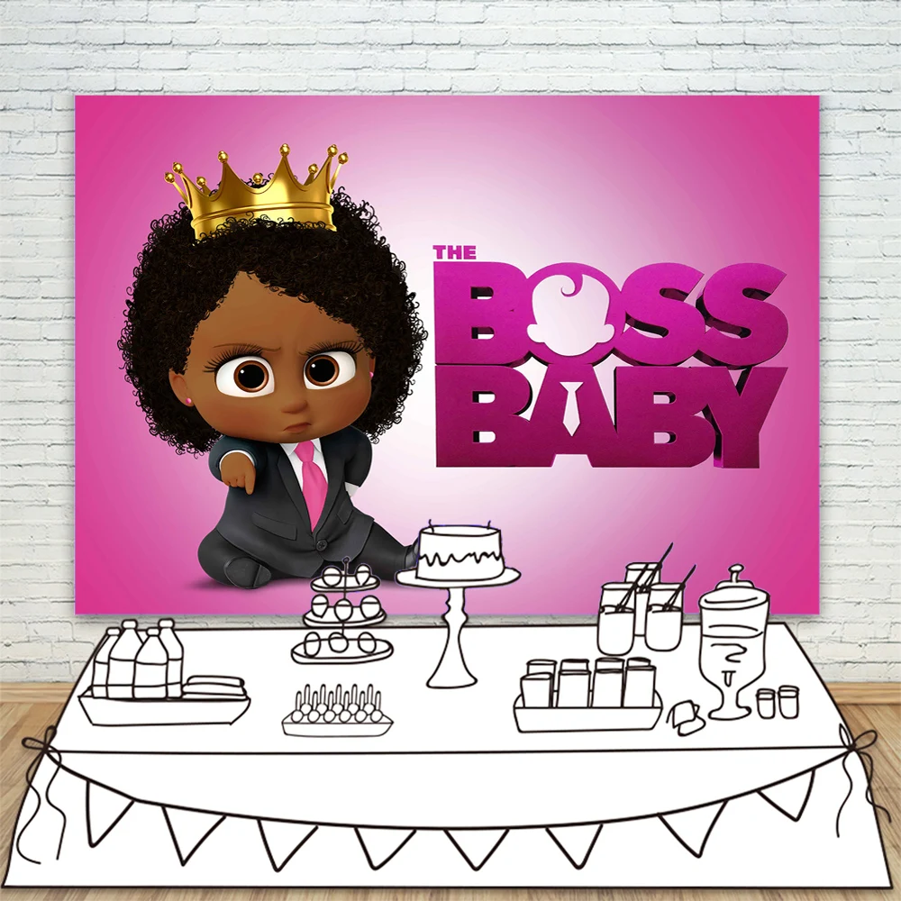 Colorwonder Boss Baby фото фон афроамериканская девочка с золотой короной розовый