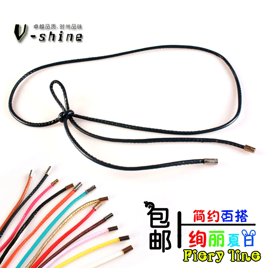 Пояс "Простая женщина" в стиле "джокер" с декоративной цепью из тонкой кожаной шнурочной непотизии, черный, H203.