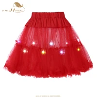 sishion red womens led petticoat mini skirt female sexy kilt mini tutu skirts led decoration belly dance colorful skir 2 layers