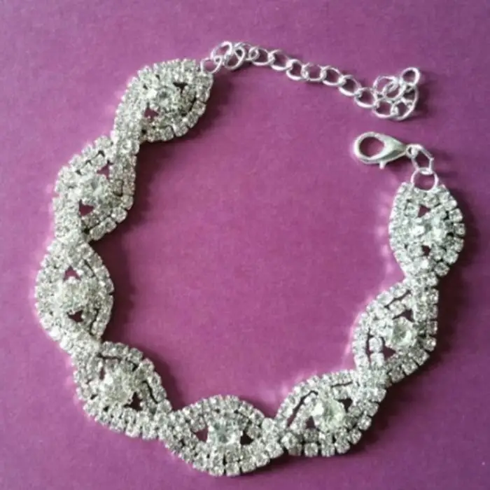 Модные вечерние Стразы для свадьбы Bling Для женщин браслет с геометрическим рисунком