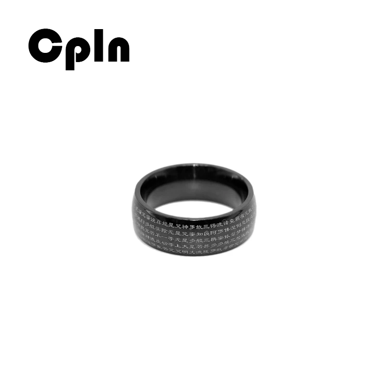 Cpln 2019 титановая сталь Религиозные ювелирные кольца буддийское Писание черное