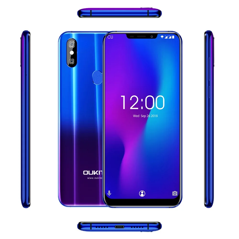 OUKITEL U23, 6,18 дюйма, Нотч-дисплей, мобильный телефон, 6 ГБ, 64 ГБ, Беспроводная зарядка, Android8.1, MTK6763T, Helio P23, восьмиядерный смартфон с функцией распознавания лица