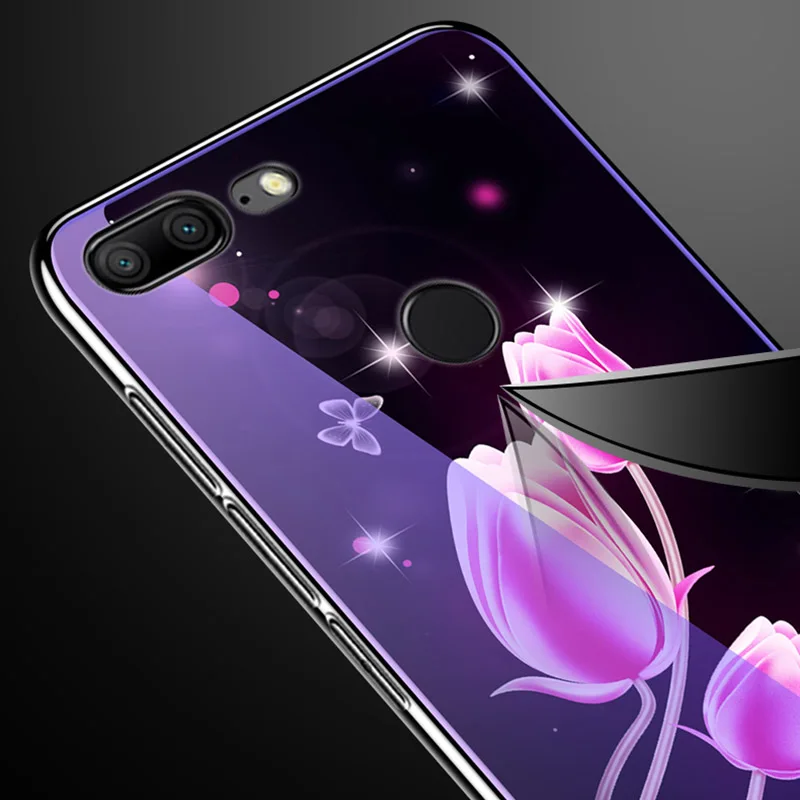Чехол Soinmy Honor 9 для Huawei 8X блестящий чехол из закаленного стекла с синими лучами 7C 7A