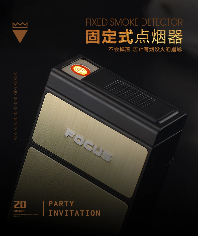 Сигаретная коробка с электрическая зажигалка с подключением к USB плазменной дуги вольфрама турбо зажигалки для сигарет дым огонь стартер табака чехол для хранения
