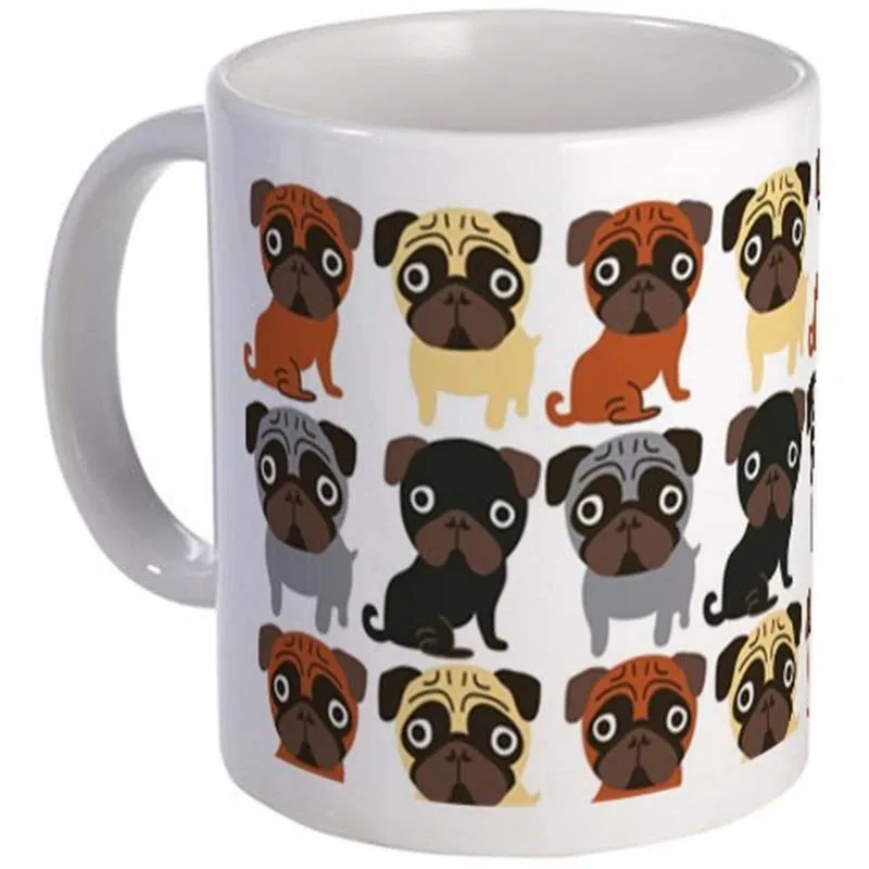 Cute Pug Puppy Dog Full Portrait Ceramic Coffee Gift Mug Tea Cup, 11 OZ