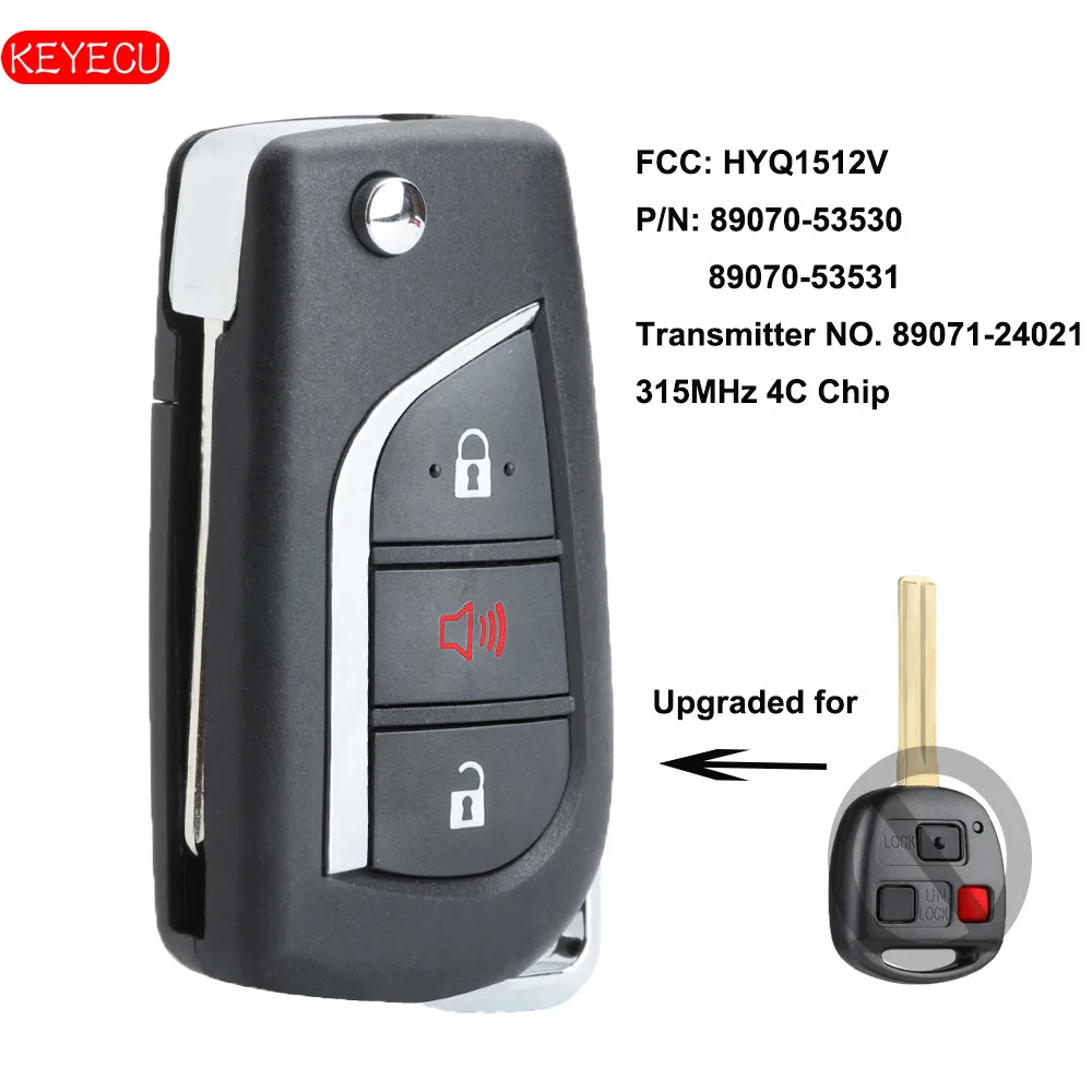 

Keyecu Upgraded Flip Remote Key fob 3 Button 315MHZ With 4C Chip for Lexus ES300 IS300 GS300 FCC: HYQ1512V