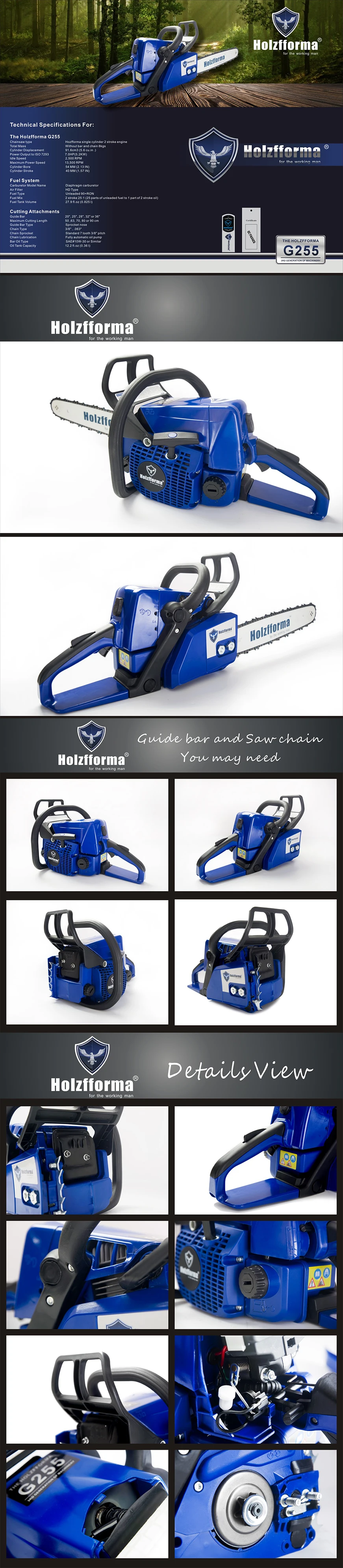 Farmertec 45.4cc Holzfforma G255 все Запчасти совместимы для MS250 MS230 MS210 025 бензопилы Без направляющей планки и цепные пилы