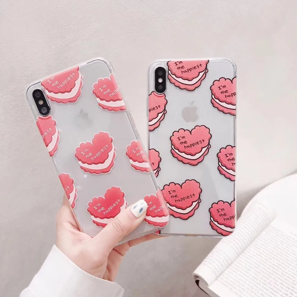Модный прозрачный чехол из ТПУ с сердечком для iPhone XS Max XR Чехлы 6 6S 7 8 Plus X